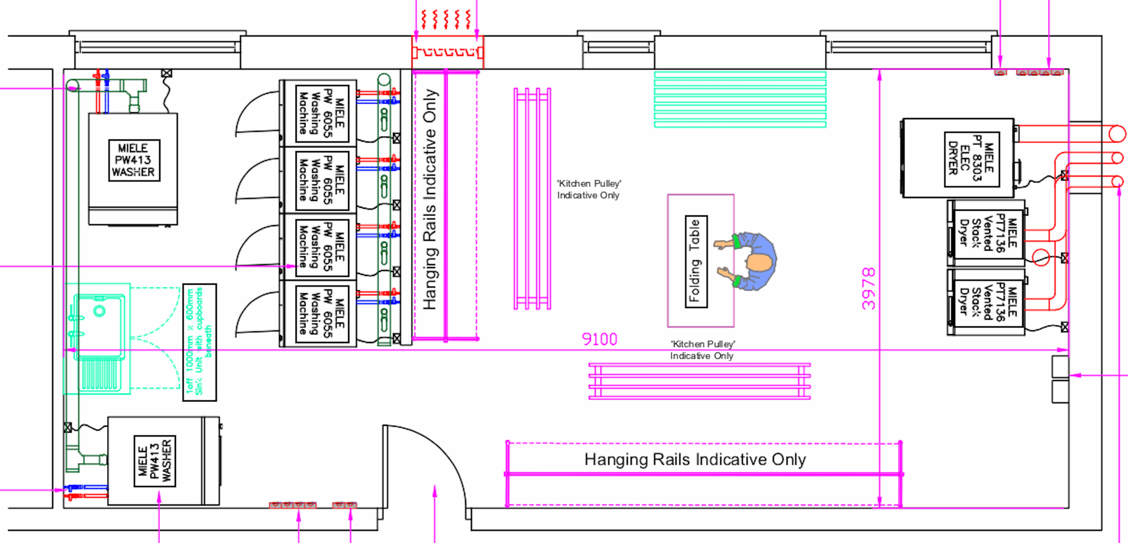 Sample CAD illustration of a Forbes Professional machine layout plan