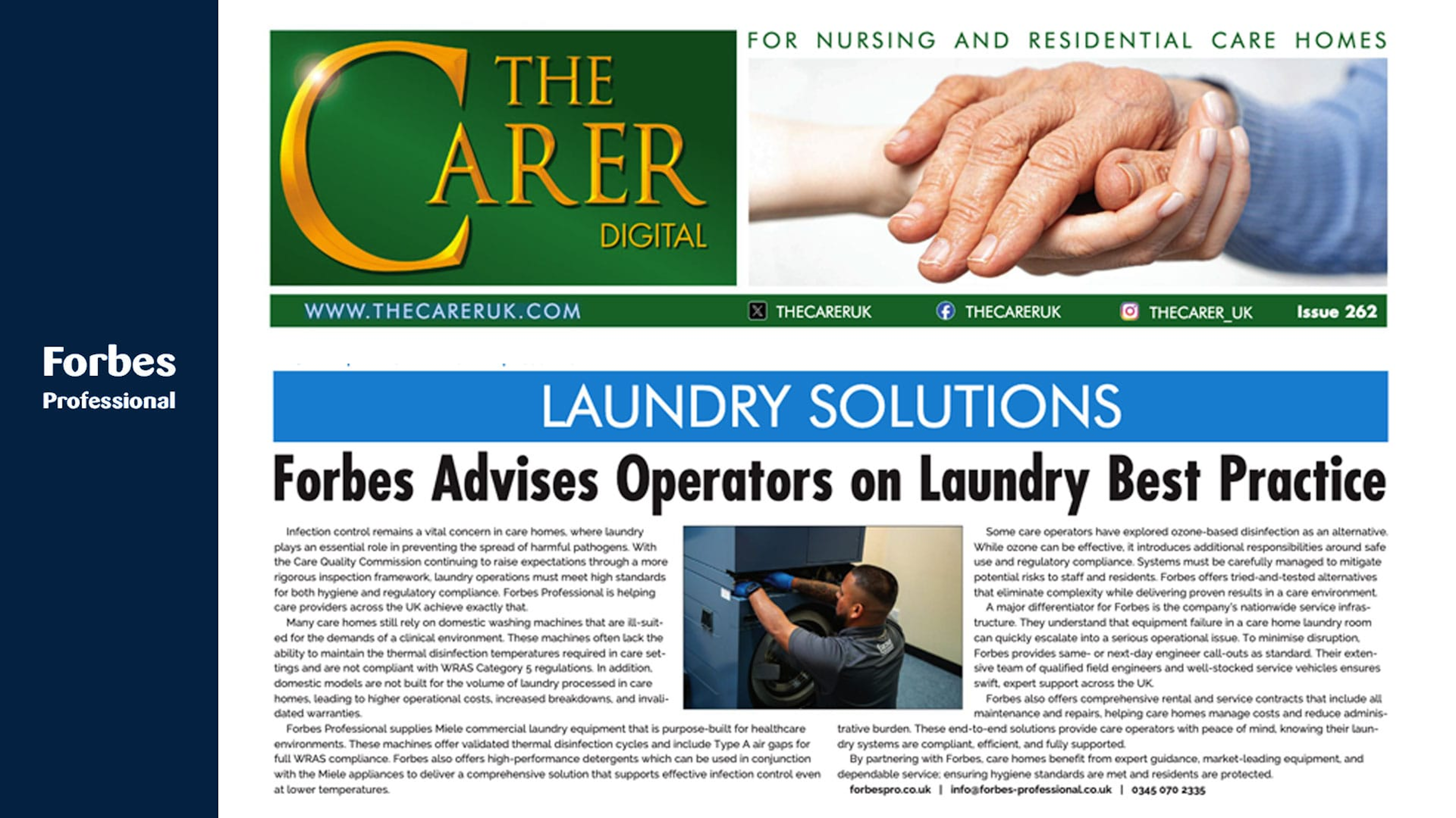 Forbes Professional Advises Care Operators on Laundry Best Practice